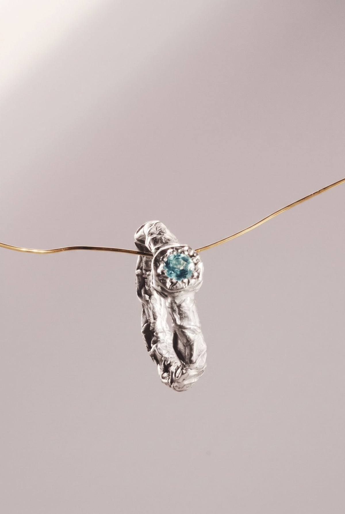 Galaxia Origen Ring, silver version, ring with Sky Blue topaz by Bocavolcan