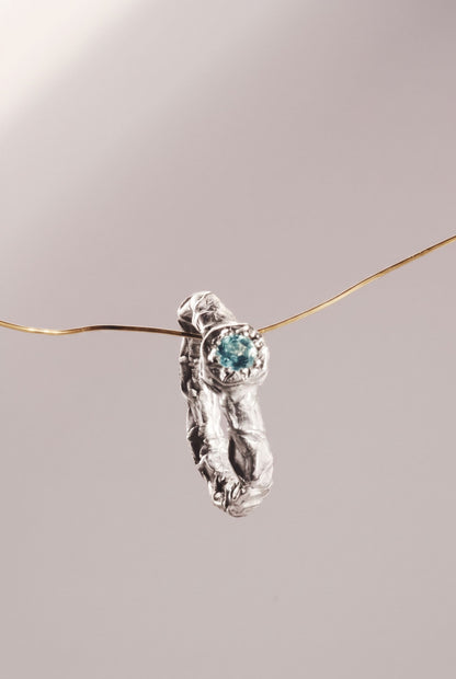 Galaxia Origen Ring, silver version, ring with Sky Blue topaz by Bocavolcan