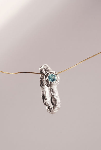 Galaxia In Gold, white gold version with sky blue topaz, by Bocavolcan