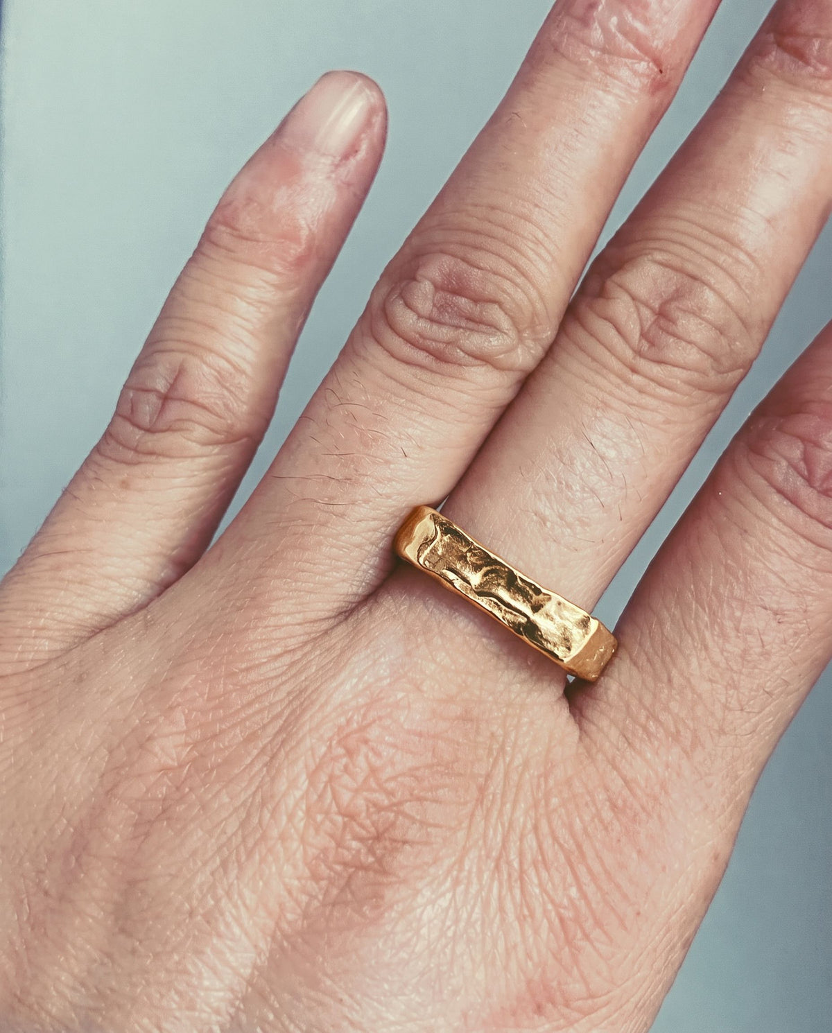 Sello Rectangular Estrecho, versión chapada en oro, anillo de Bocavolcan