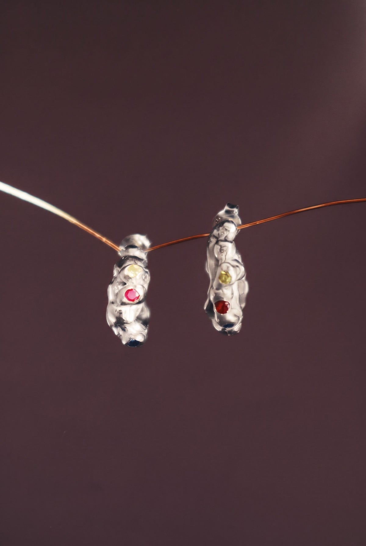 Soda Hoops Mini, silver version, hoop earrings by Bocavolcan