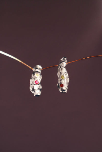 Soda Hoops Mini, silver version, hoop earrings by Bocavolcan