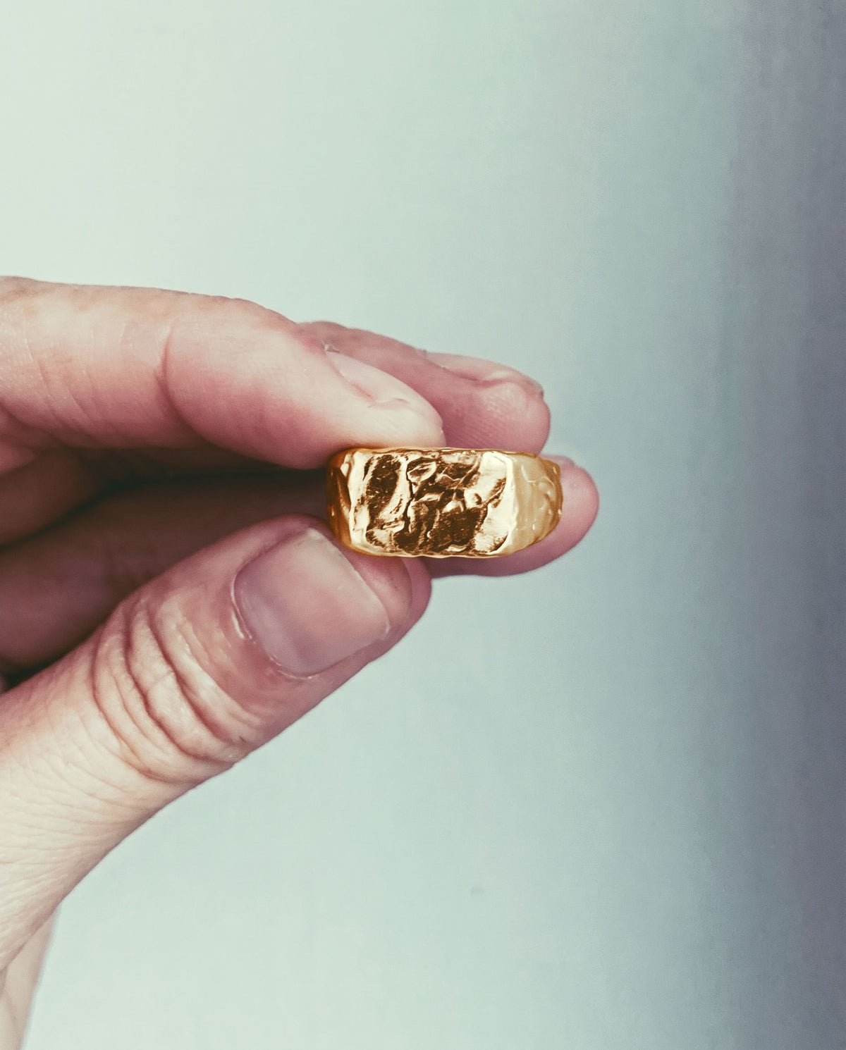 Wide Rectangular Signet, gold-plated version, ring by Bocavolcan